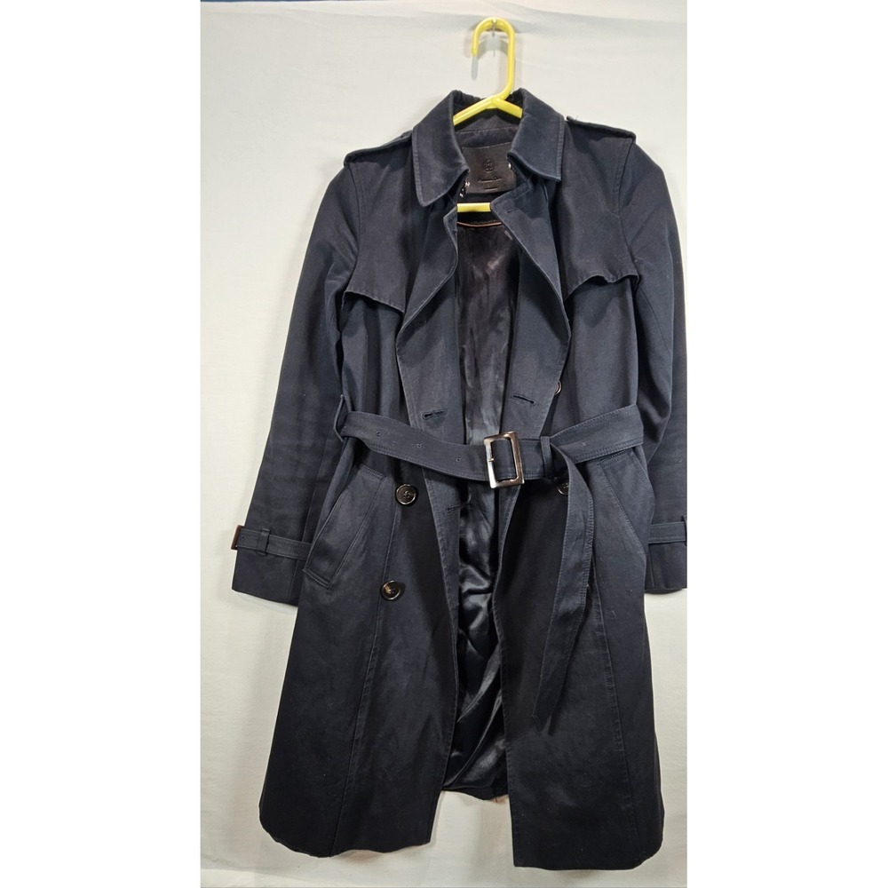 Massimo Dutti Navy Blue Belted Trench Coat‎ XS Double Breasted